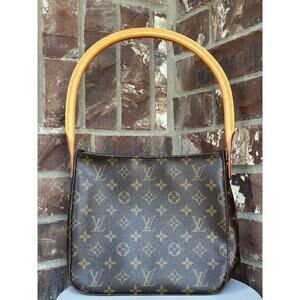 Louis Vuitton Looping Handbag Monogram Canvas MM Brown 41134